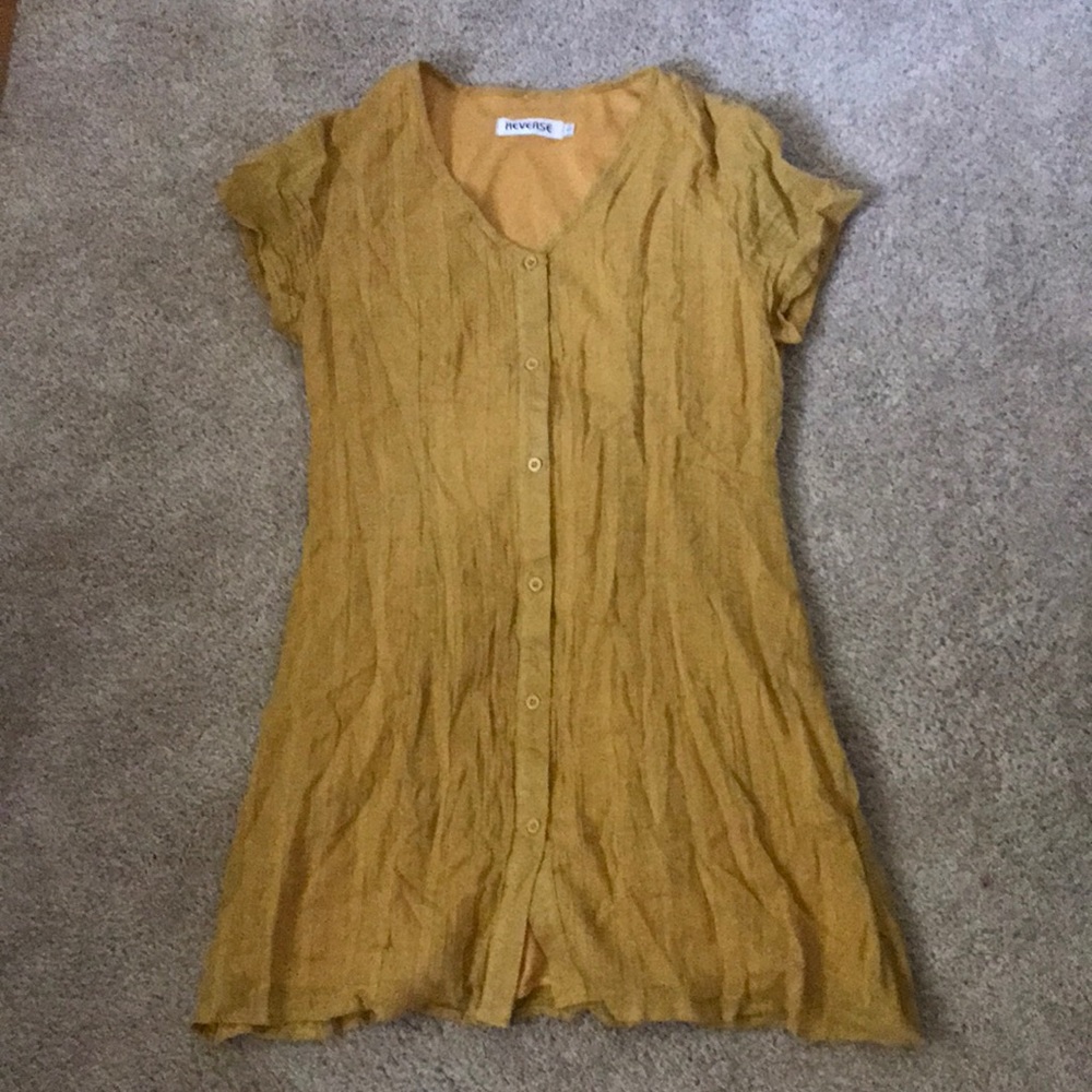 Princess poly/reverse yellow button up dress